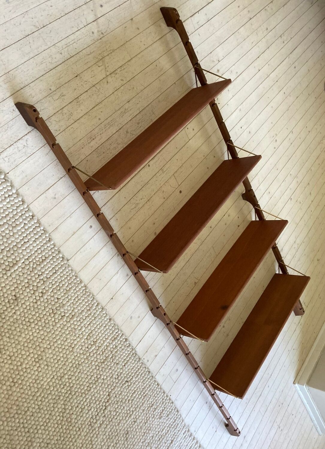 Ergo wall-mounted teak shelves, Vintage Scandinavian 1960s