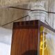 Scandinavian lamp in rosewood and glass 1970