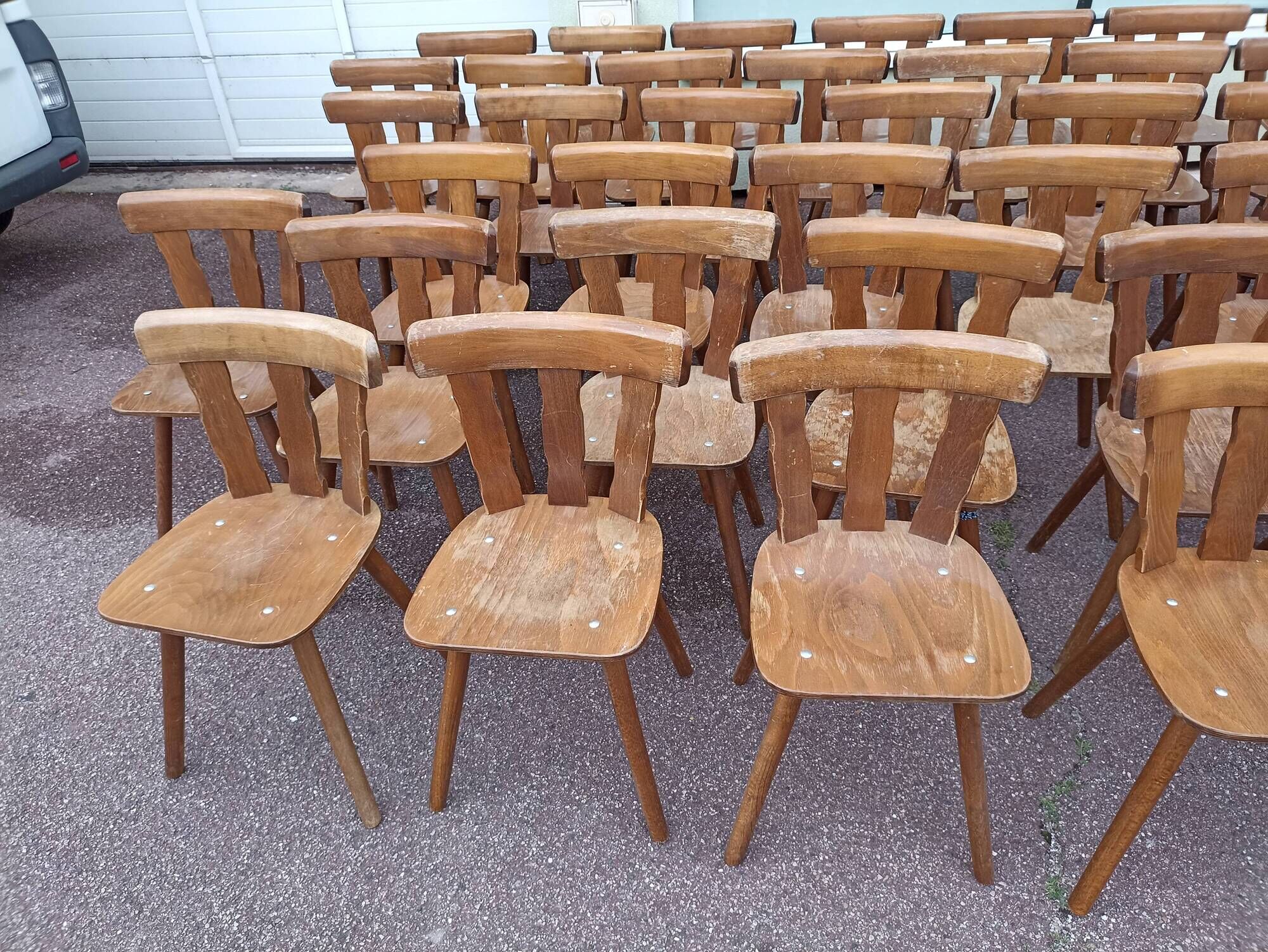 Set of 60 bistro cafe bar restaurant chairs - wood - vintage