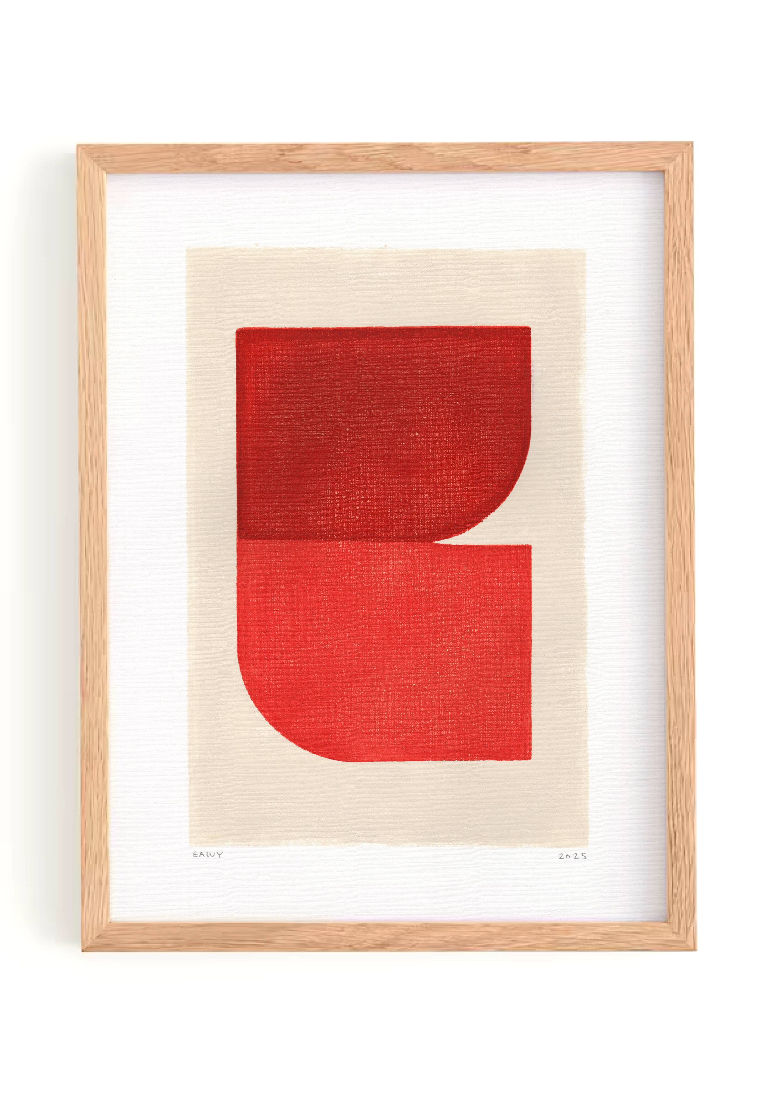 Abstract painting 30x40cm minimalist illustration red signed Eawy