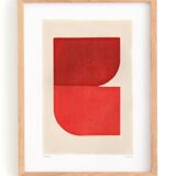 Abstract painting 30x40cm minimalist illustration red signed Eawy