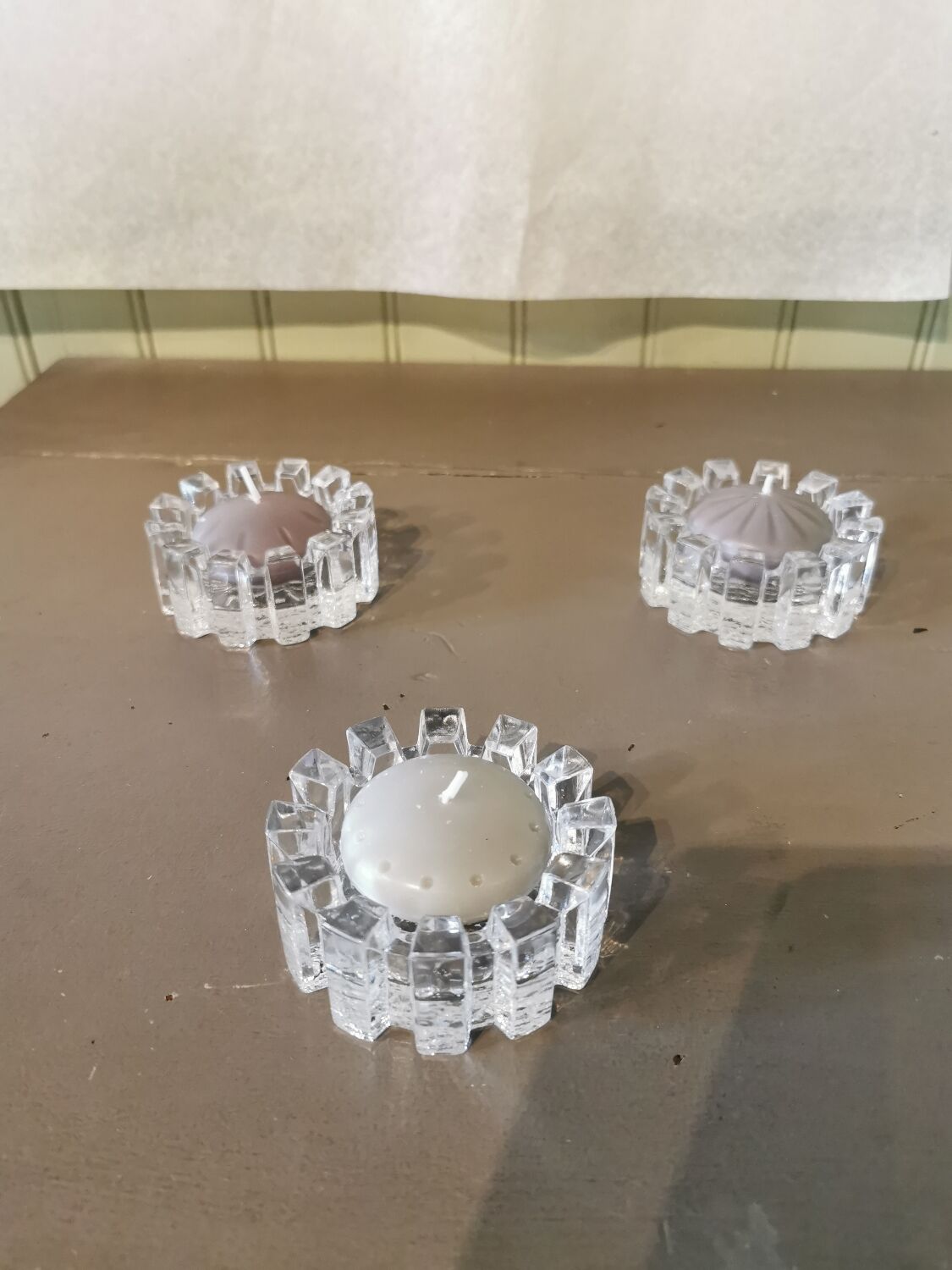 Trio of vintage crystal candlesticks