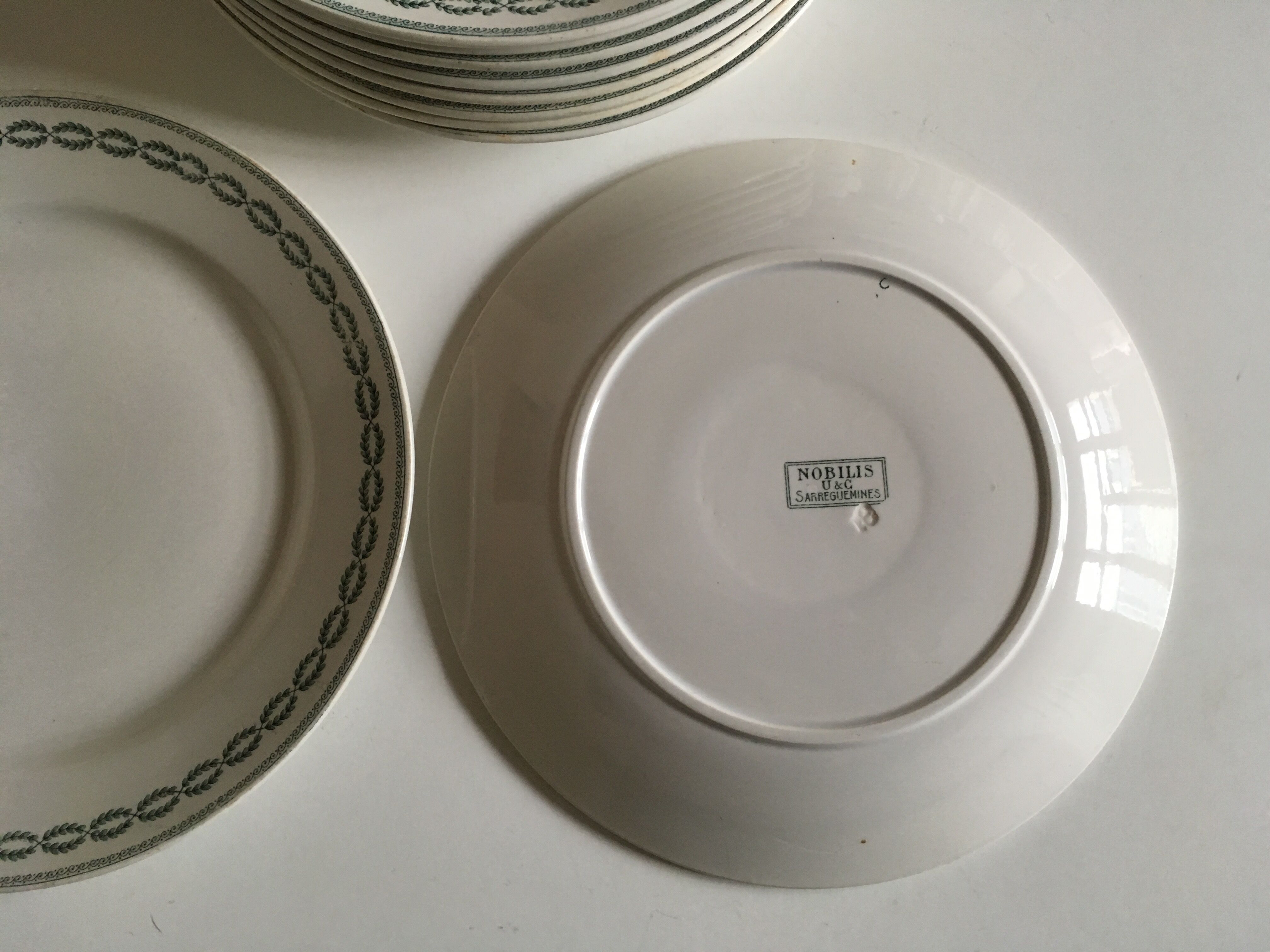 Set of 10 plates Sarreguemines 1900 faience U-C Nobilis