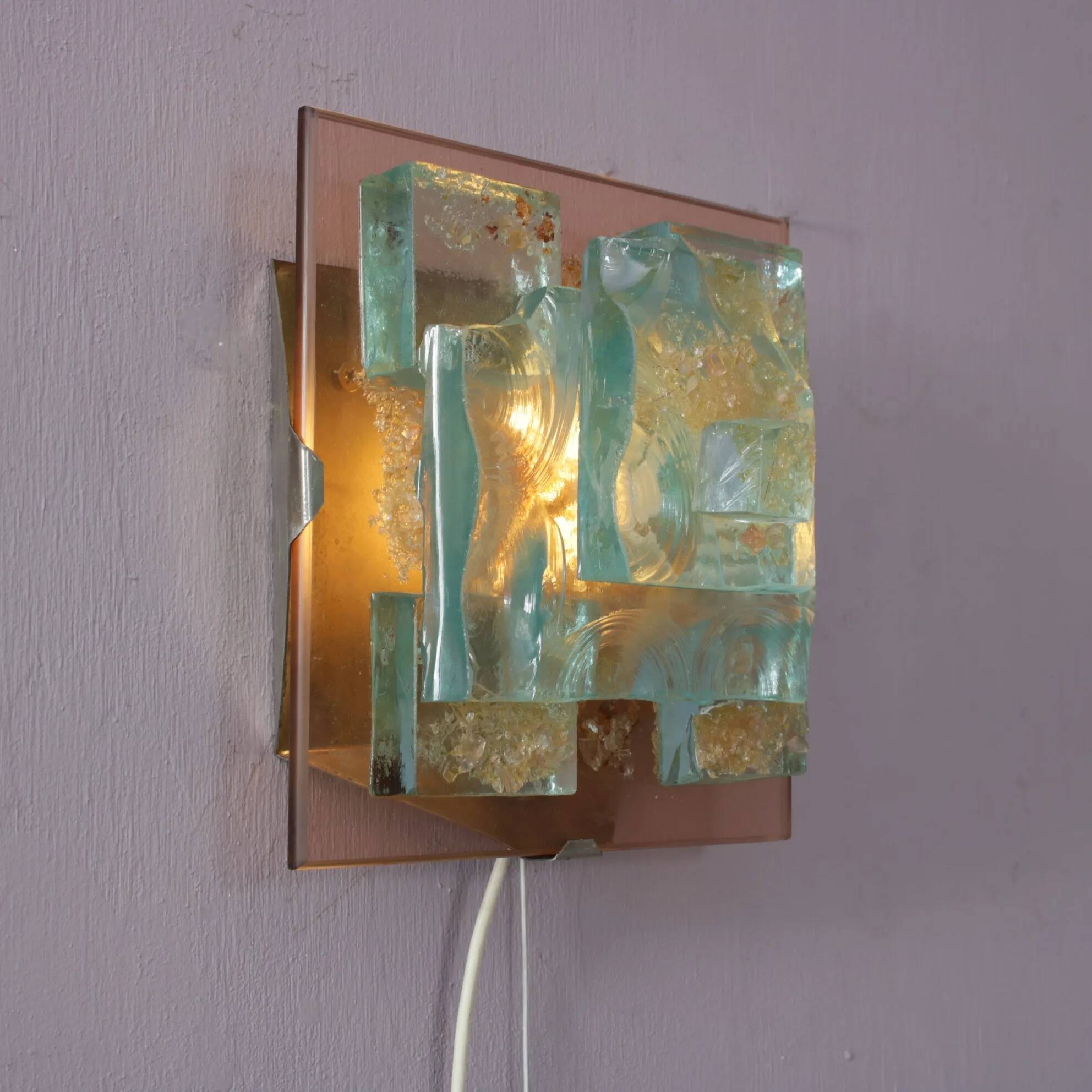 Applique murale des années 1960 en verre épais, de la marque Cosack, Allemagne.