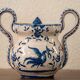 sugar bowl in faience from Martres-Tolosane with Moustiers decoration