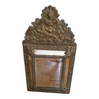 Old mirror with embossed brass beads, late 19th century