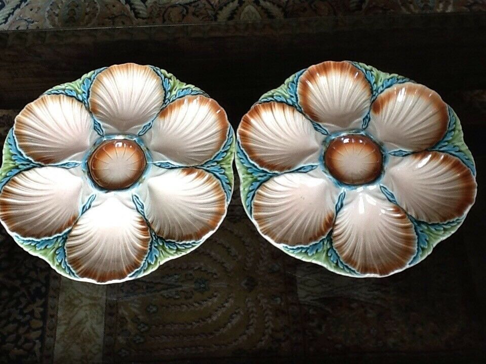 Oyster plate in barbotine Sarreguemines DV