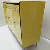 Buffet en enfilade vintage en formica jaune