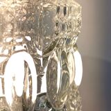 Lampe salon chevet bureau vintage verre transparent fleurs violet bleu vert