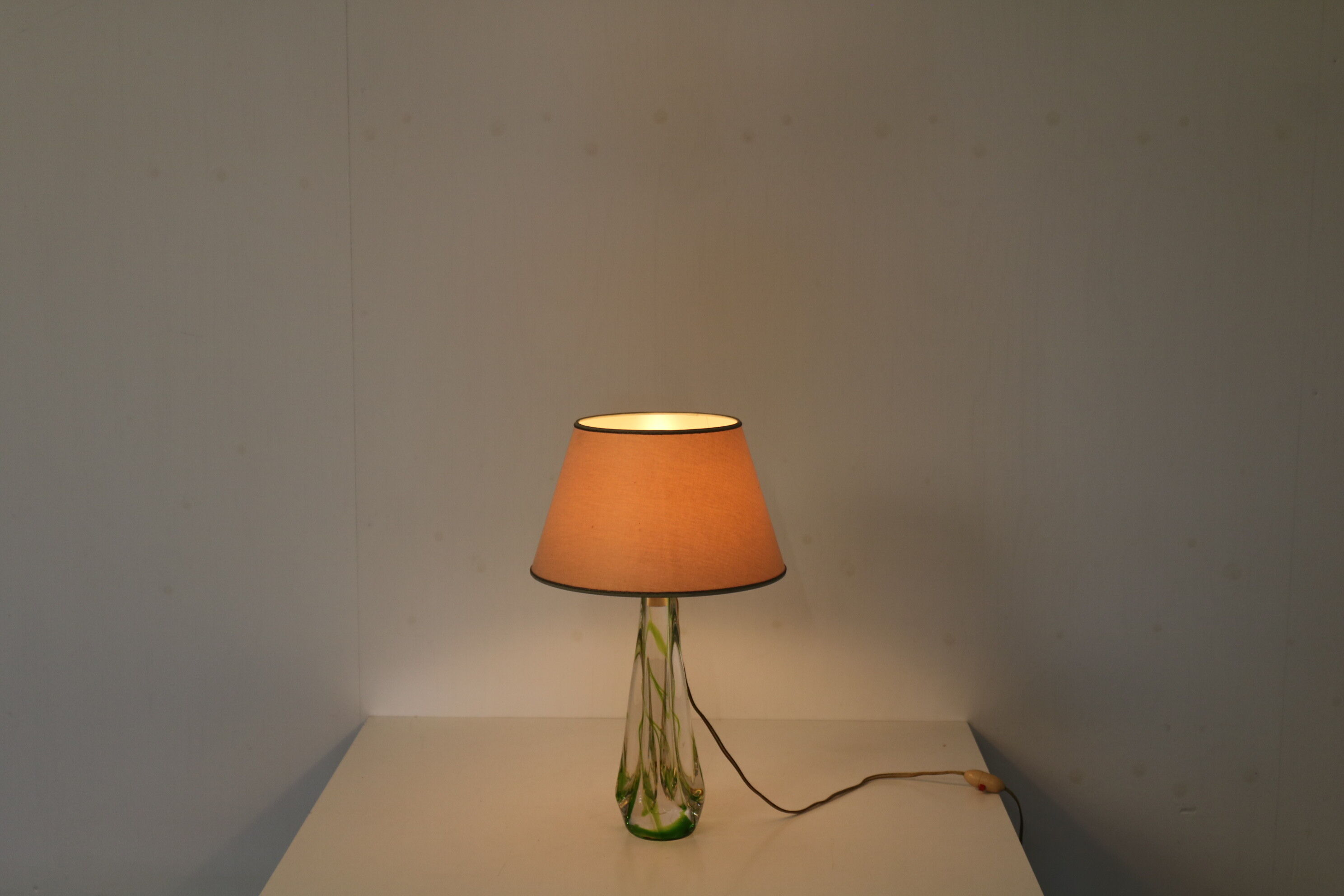 1950s glass table lamp by Kristalunie Maastricht, Netherlands