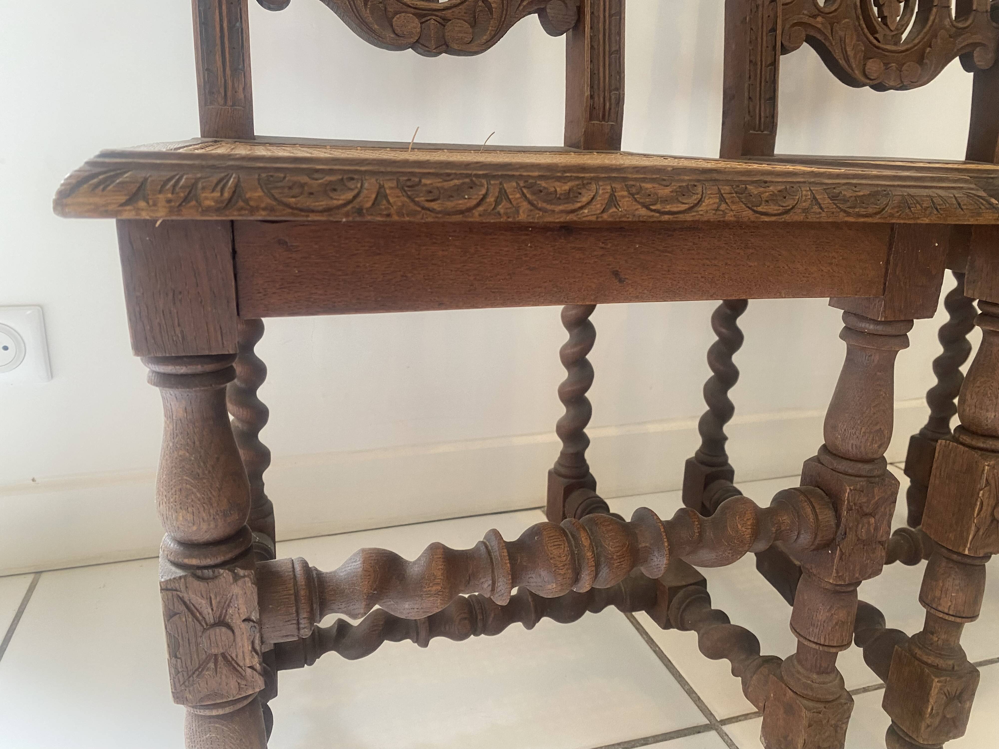 Pair of 2 Henri II neo-renaissance carved lion head chairs