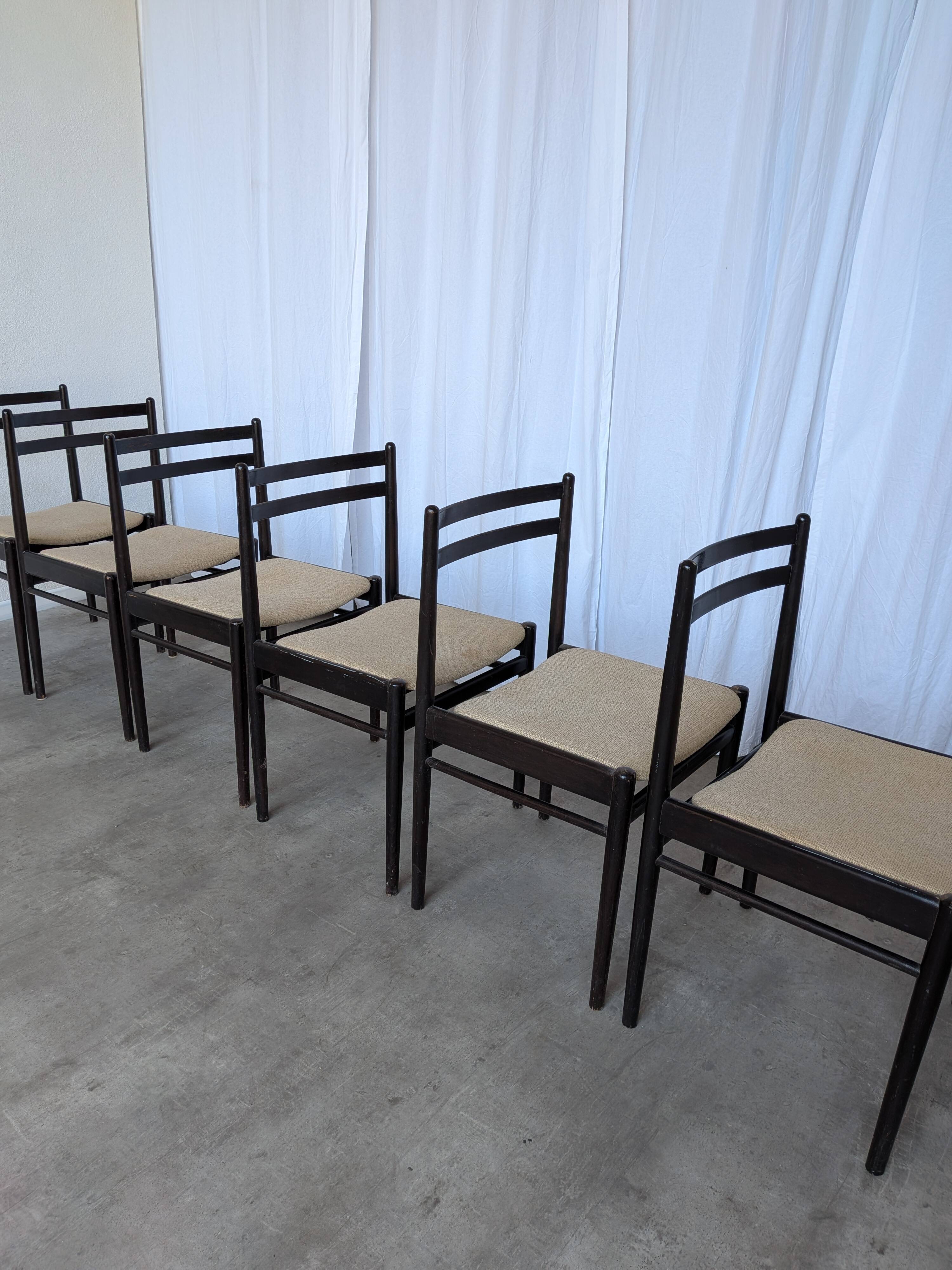 Ensemble de 6 chaises de salle à manger en bois de hêtre vintage / Style scandinave des années 50