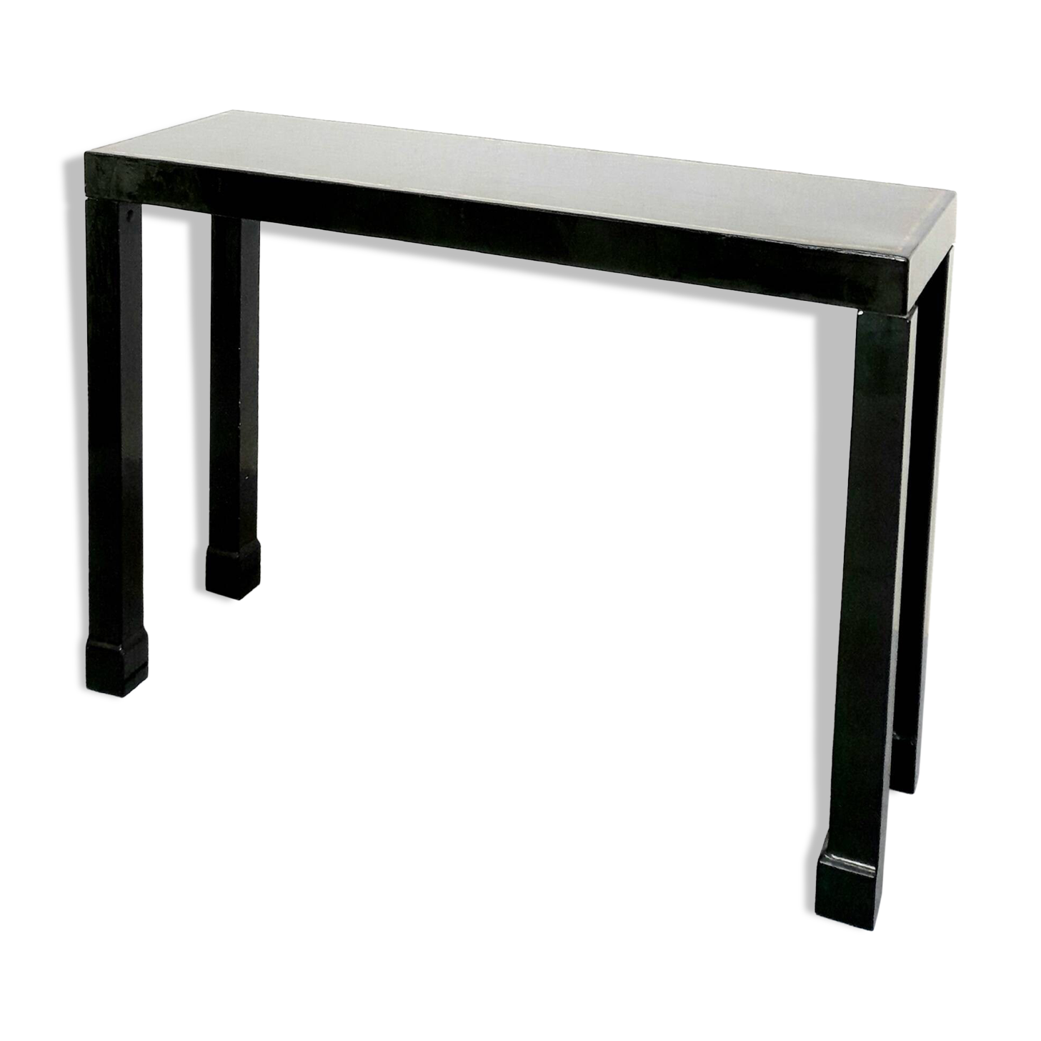 Console table in green lacquer 6 French work from the 70s in the style of Maison Jansen