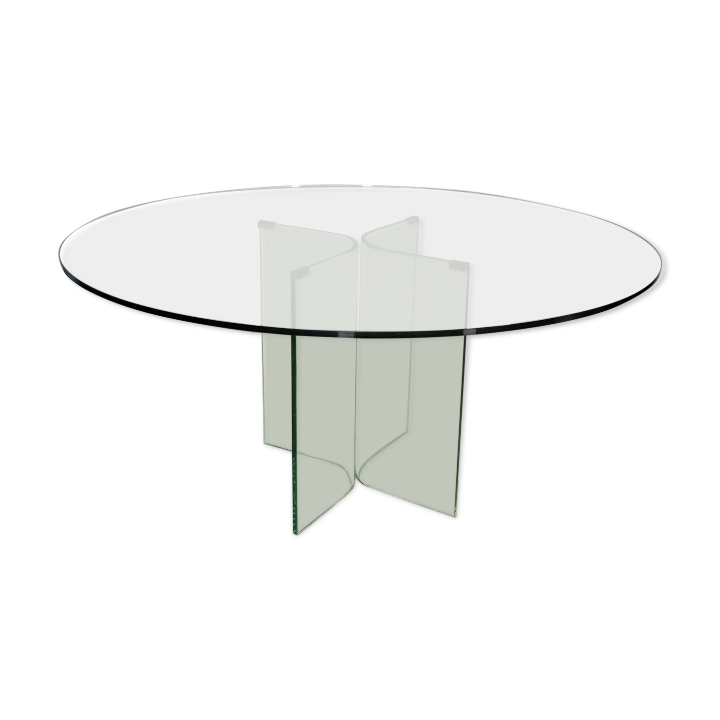 Round tempered glass table, 80s