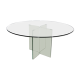 Round tempered glass table, 80s