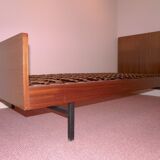 Bed + box spring for 1 person 90 x 190 from ARP Minvielle edition in mahogany