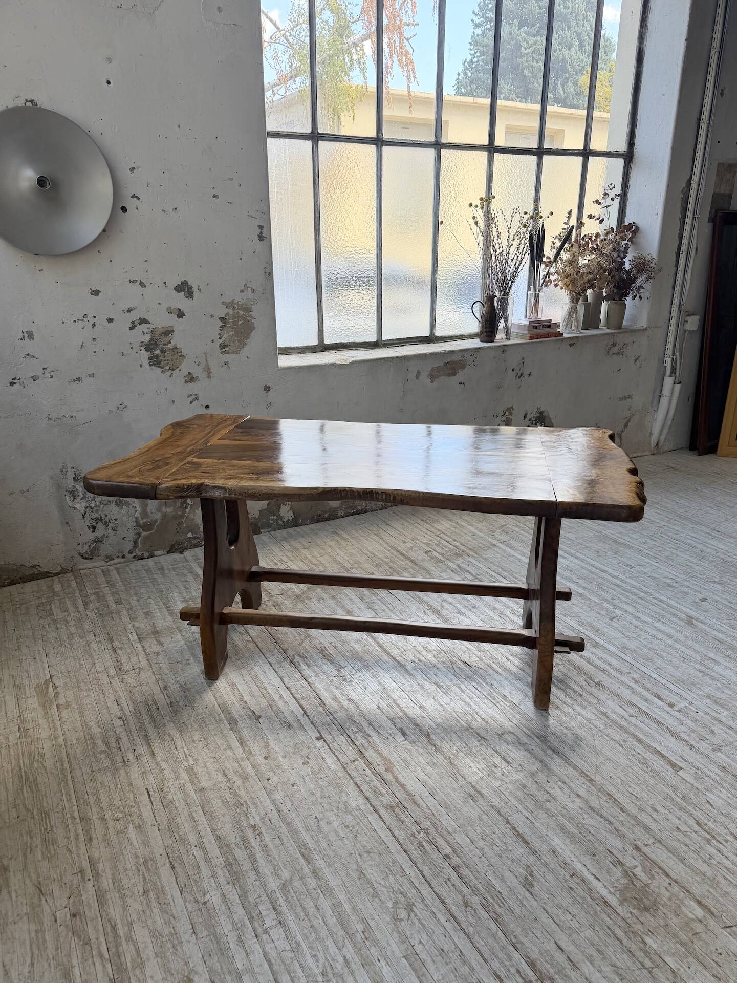 Dining table in solid olive wood Maison Skela 1960