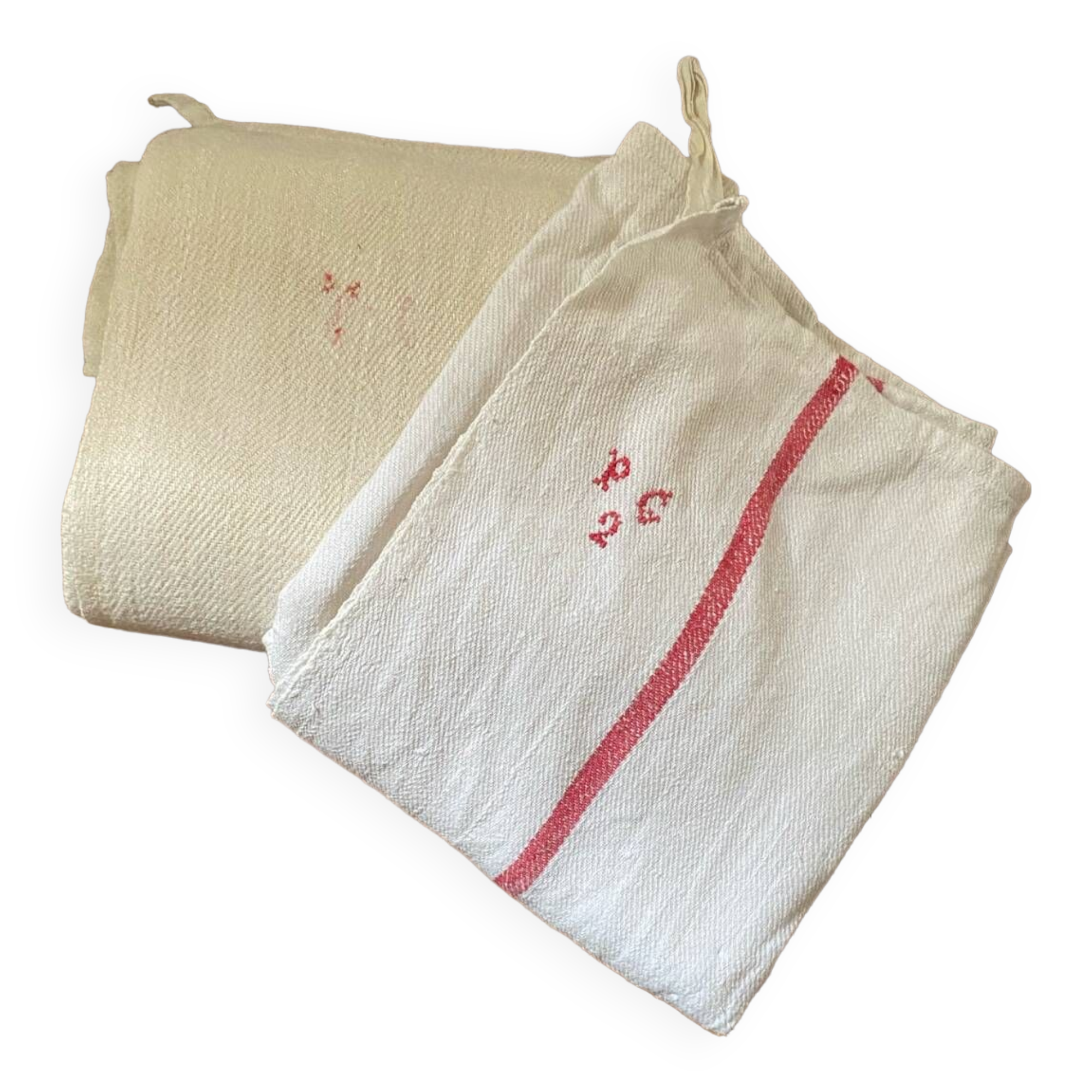 2 large country tea towels in rustic hemp.