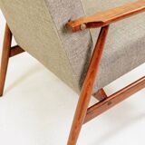 Beige mixed vintage armchair from the 1970s.