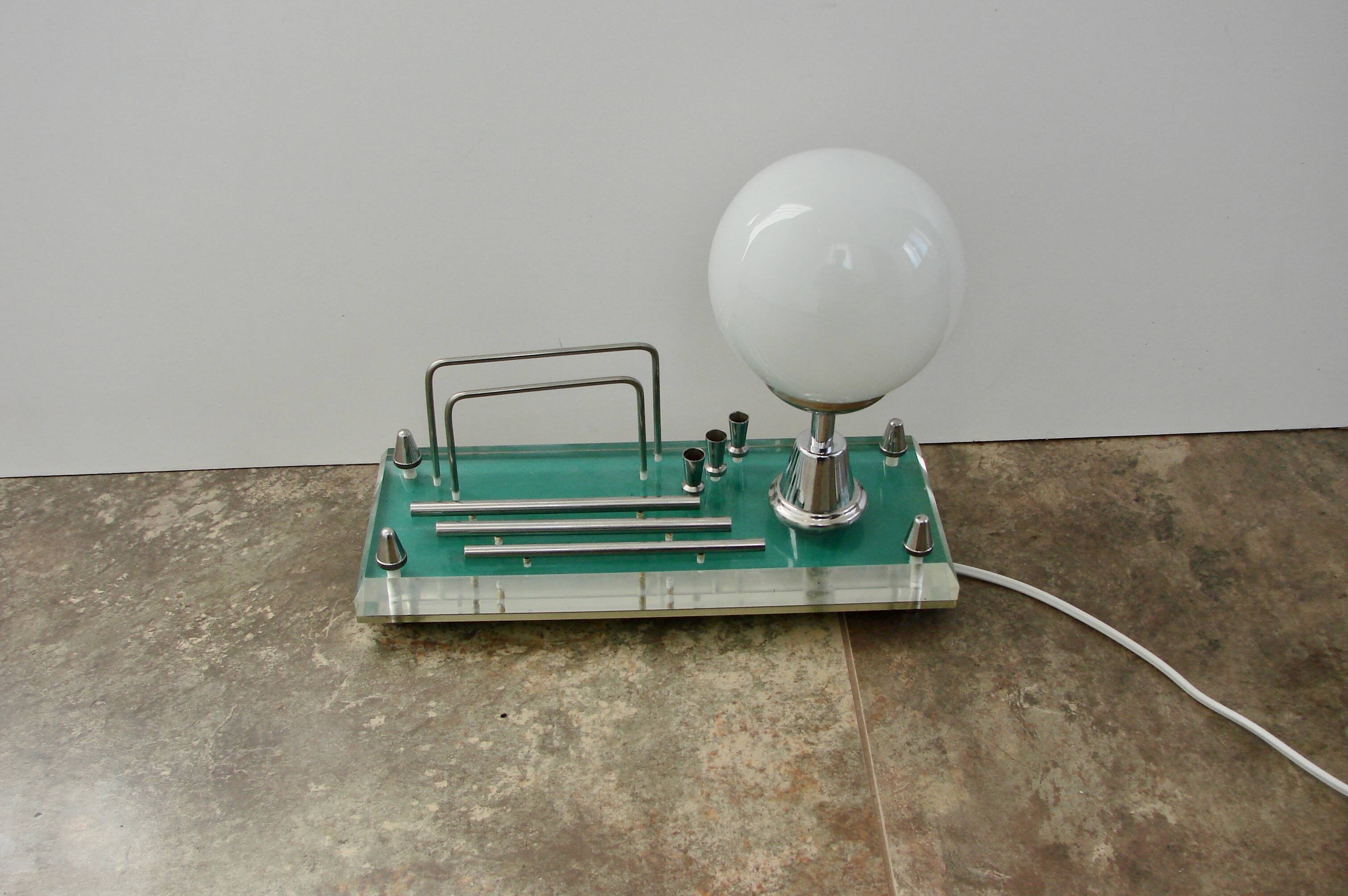 1970s lamp with storage compartment | Acrylic, metal, glass | E14 | Vintage
