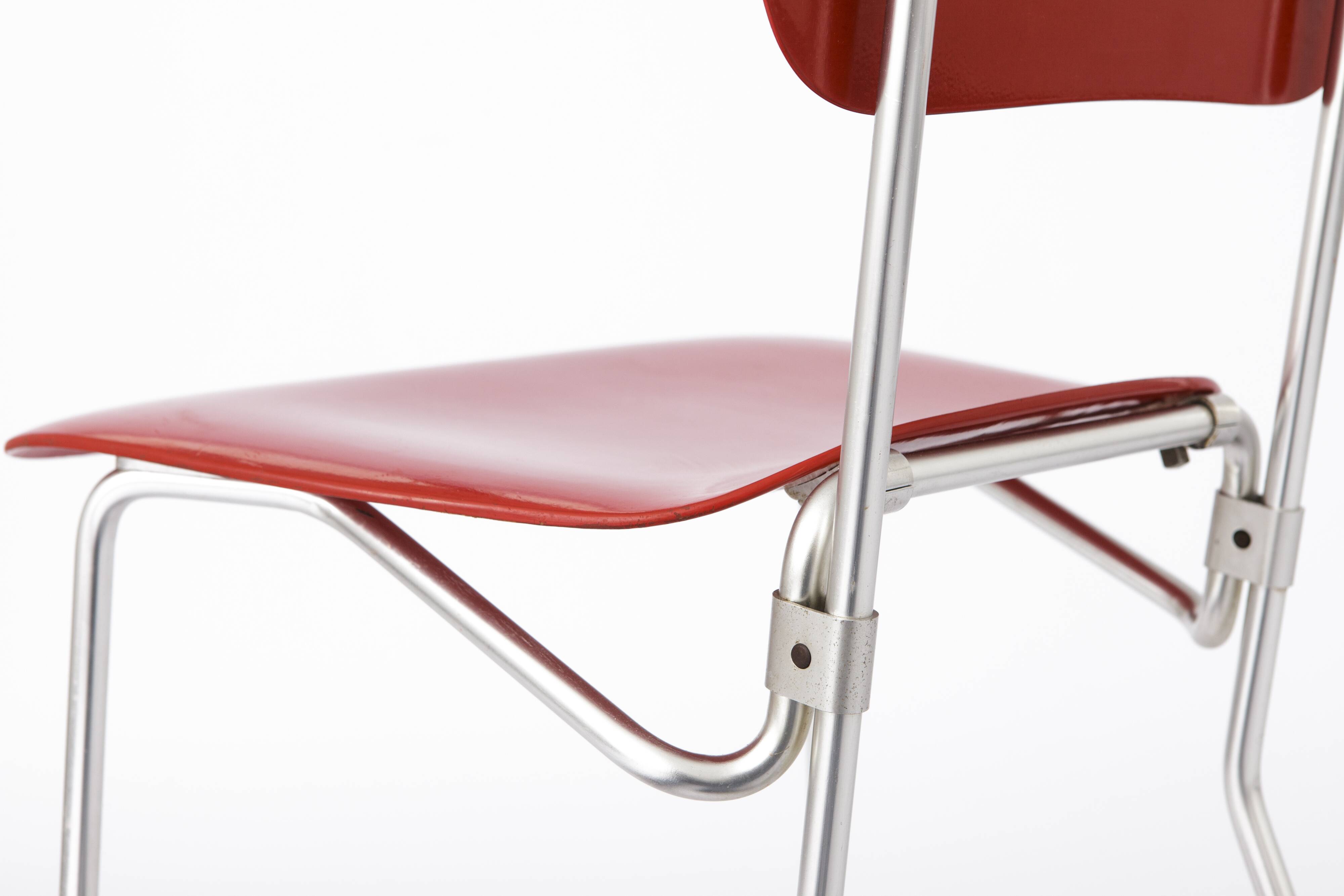Ensemble de 4 chaises empilables d'Armin Wirth, modèle Aluflex, 1951 Allemagne