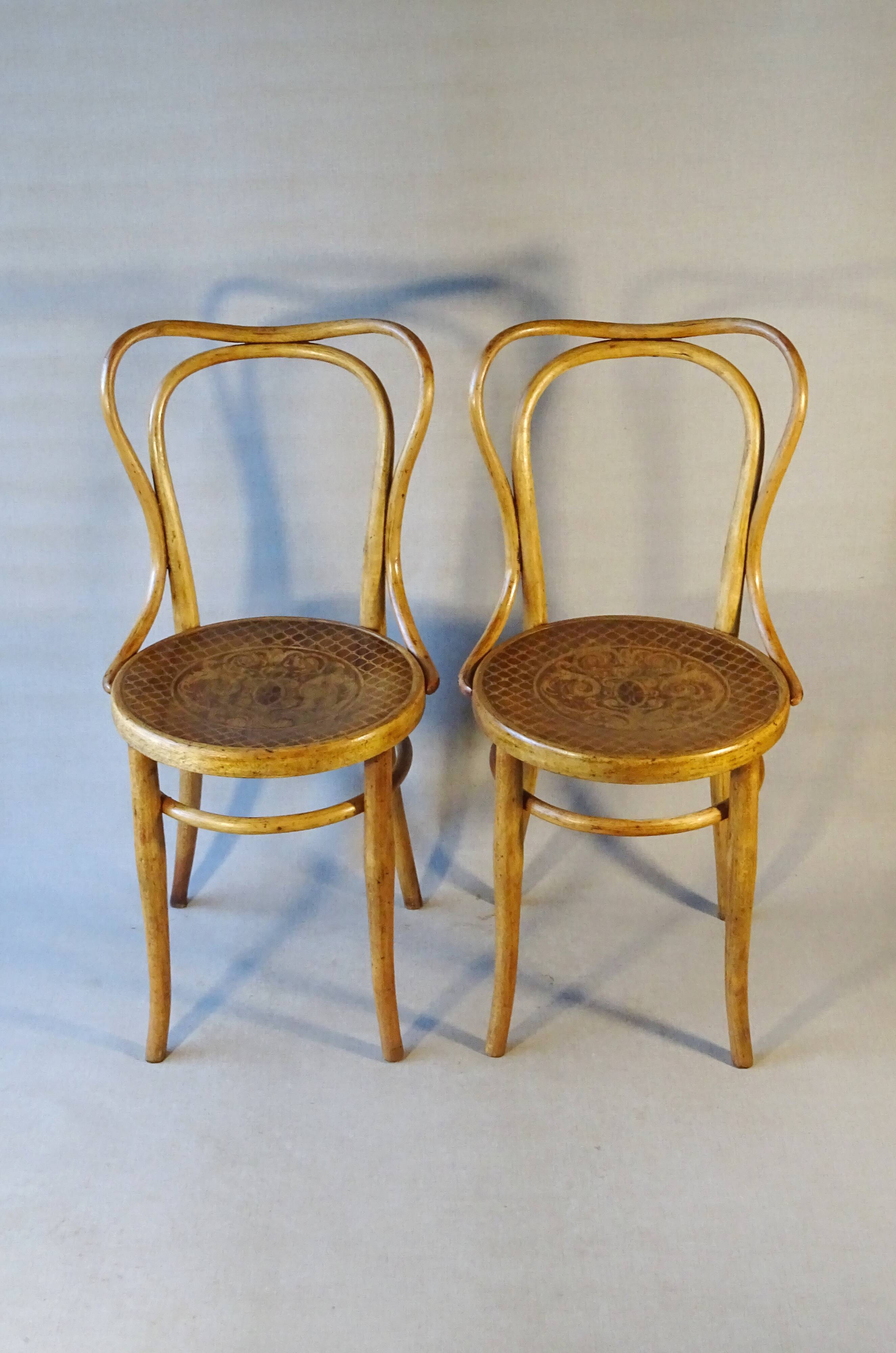 Two Kohn bistro chairs no. 55, circa 1910, not Thonet.