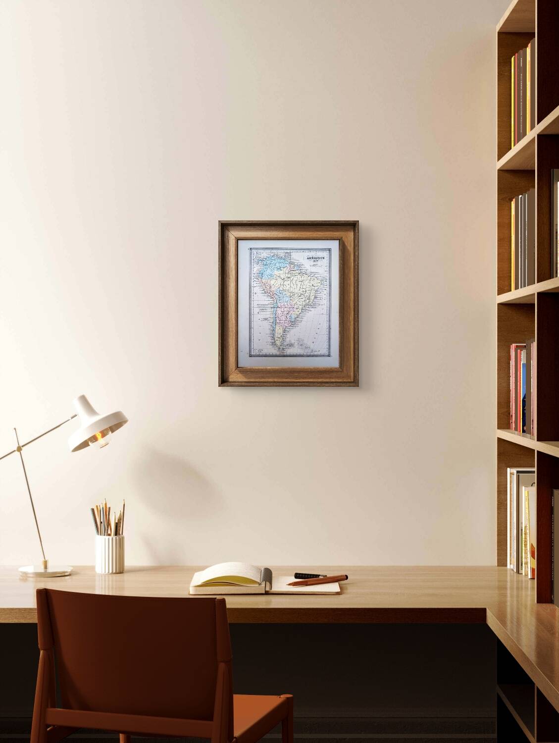 South America, antique map, printed in 1852. Authentic.