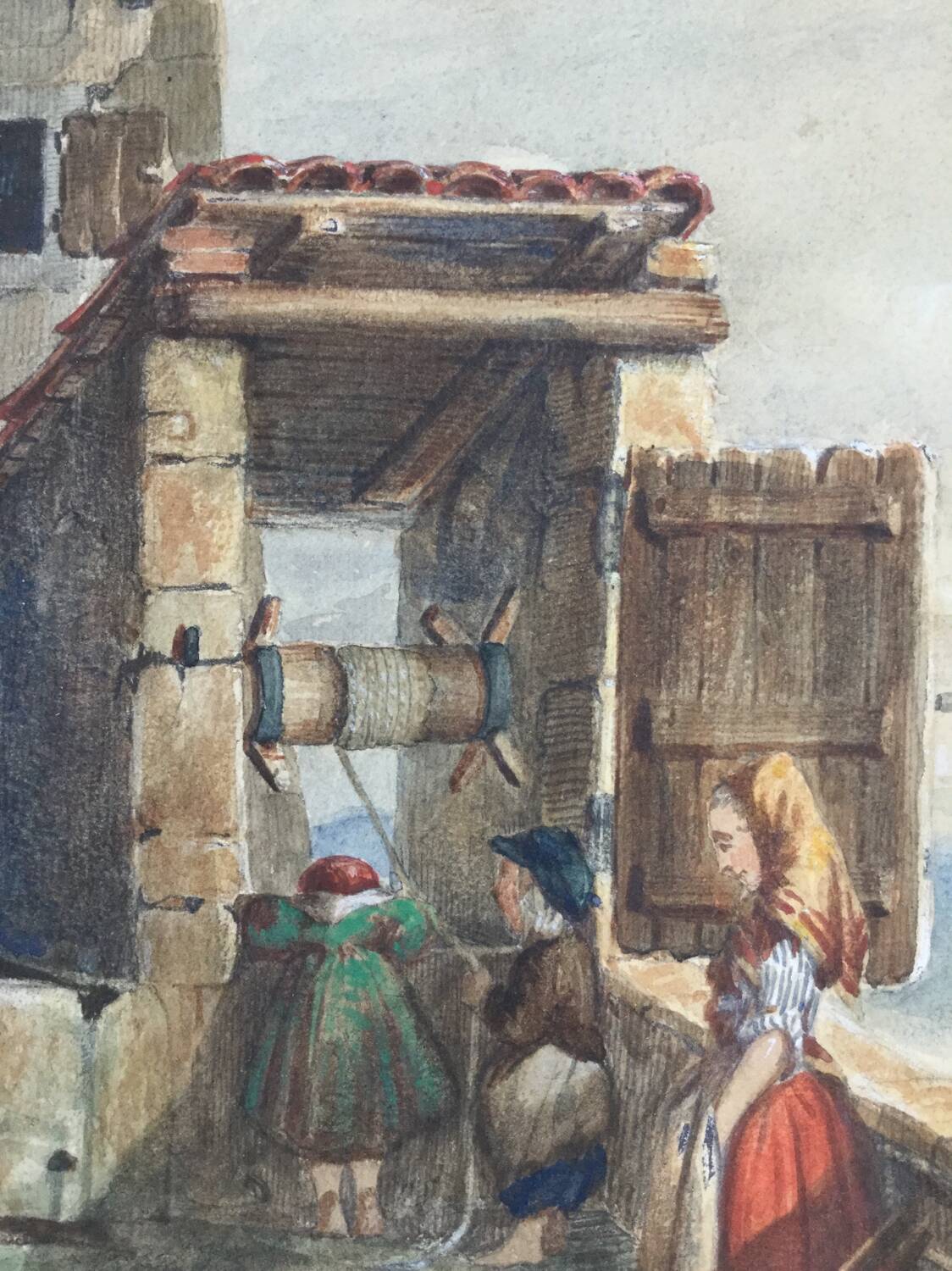 Nicolas RENIÉ, 1808-?. The Animated Well, 1851. Signed watercolour.