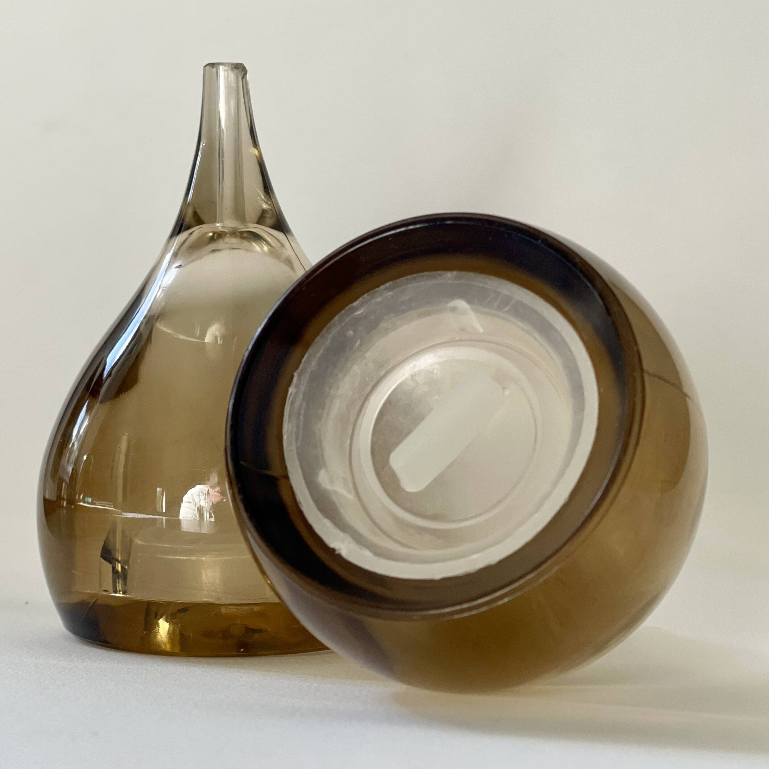 Smoked pepper and salt shaker set Guzzini Tear Drop MCM 60's vintage