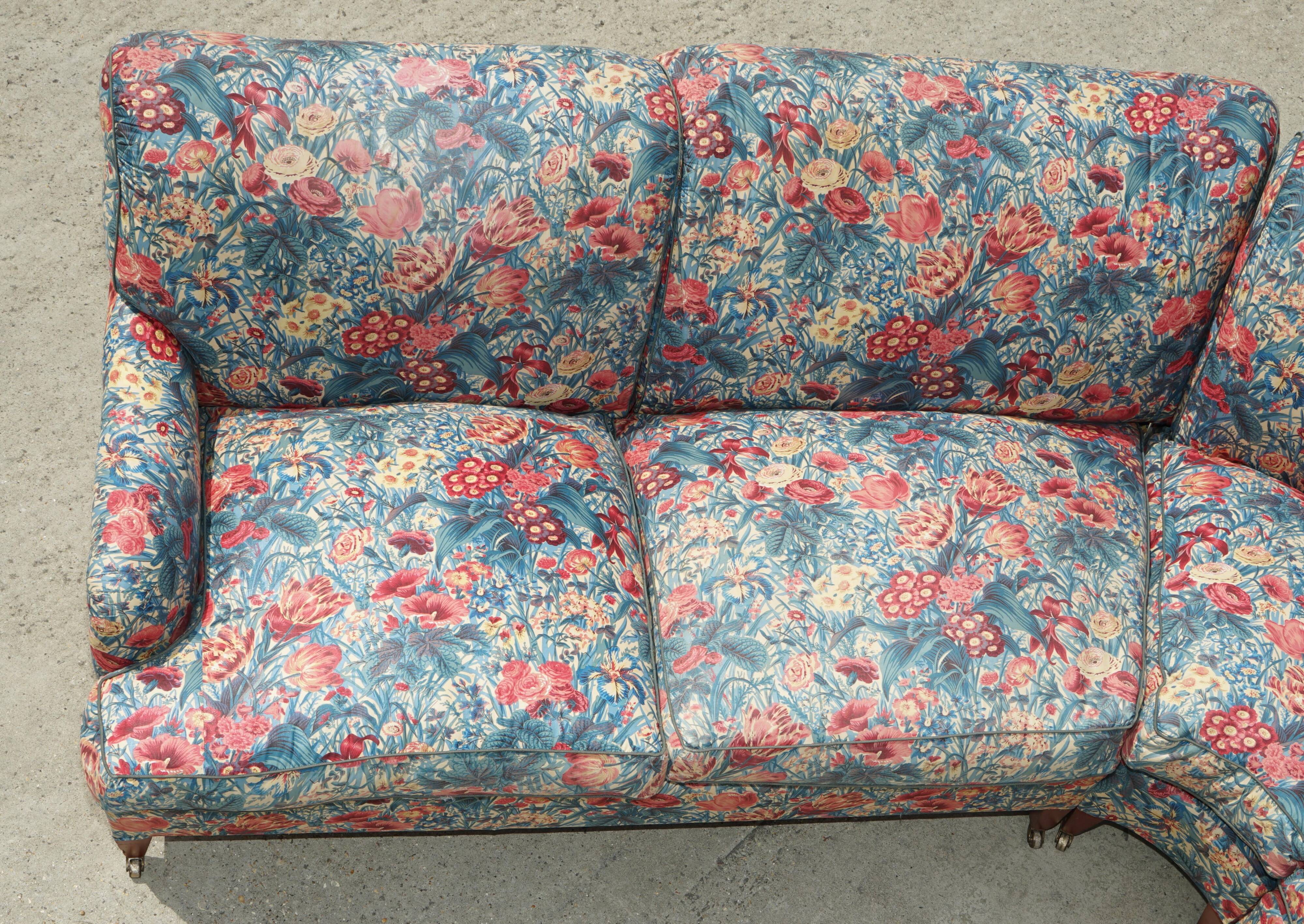 Vintage Howard & Son's London Bridgewater 5-seater fabric corner sofa.