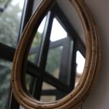 Vintage rattan teardrop mirror
