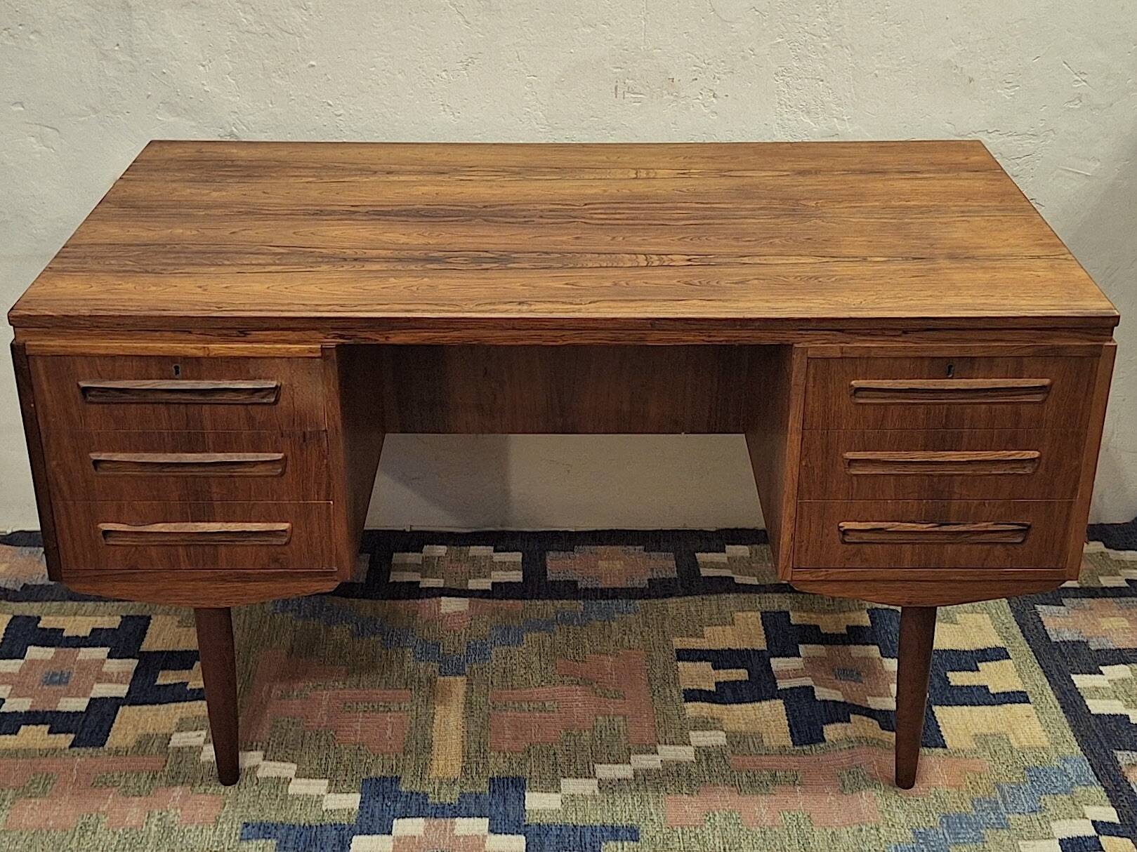 Bureau double face en palissandre des années 1960 par J Svenstrup, Danemark.