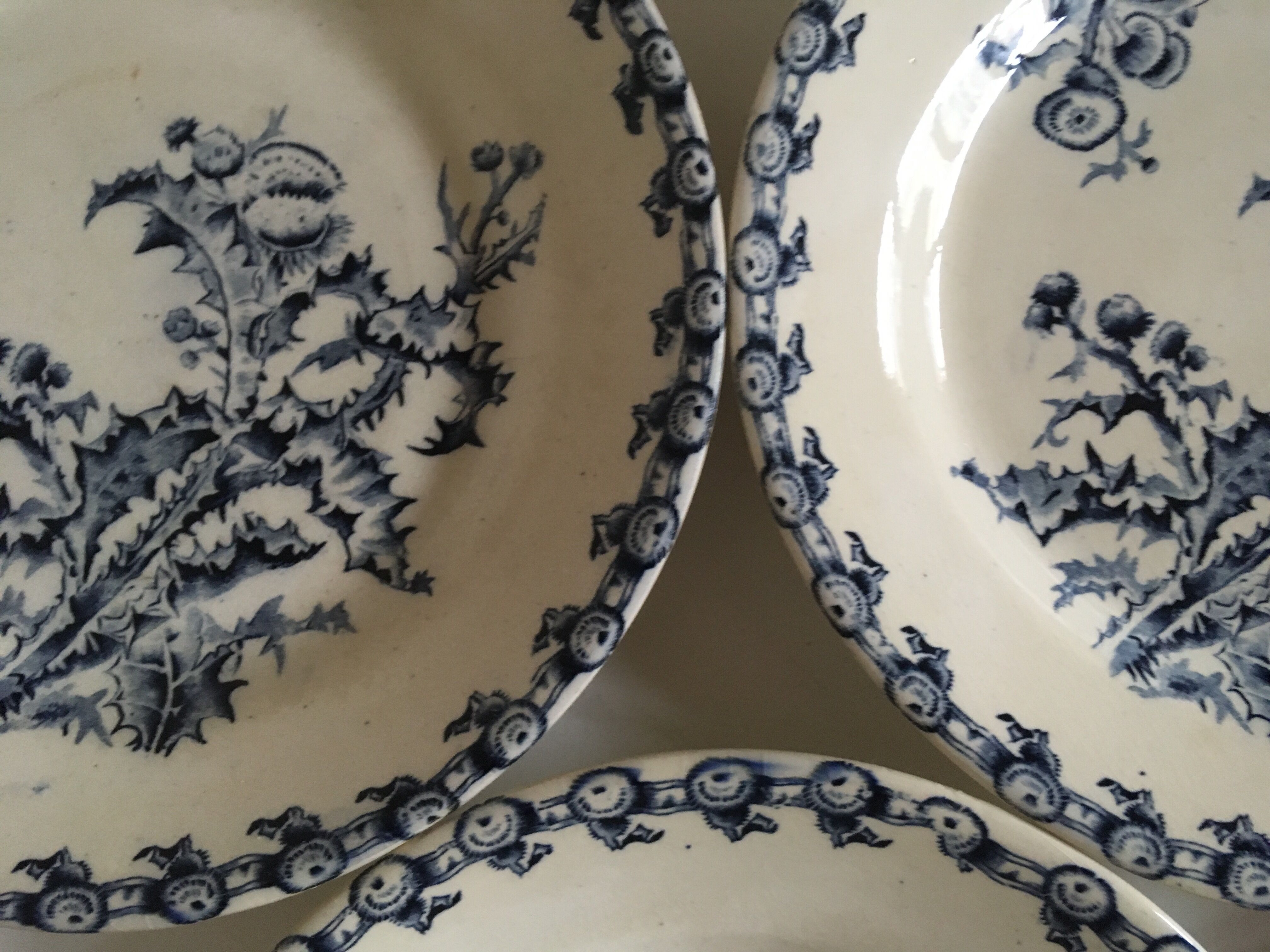 Plate faience of gien beginning 20th décor thistles