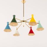 Italian mid-century colourful chandelier attributed to Arredoluce, 1950s