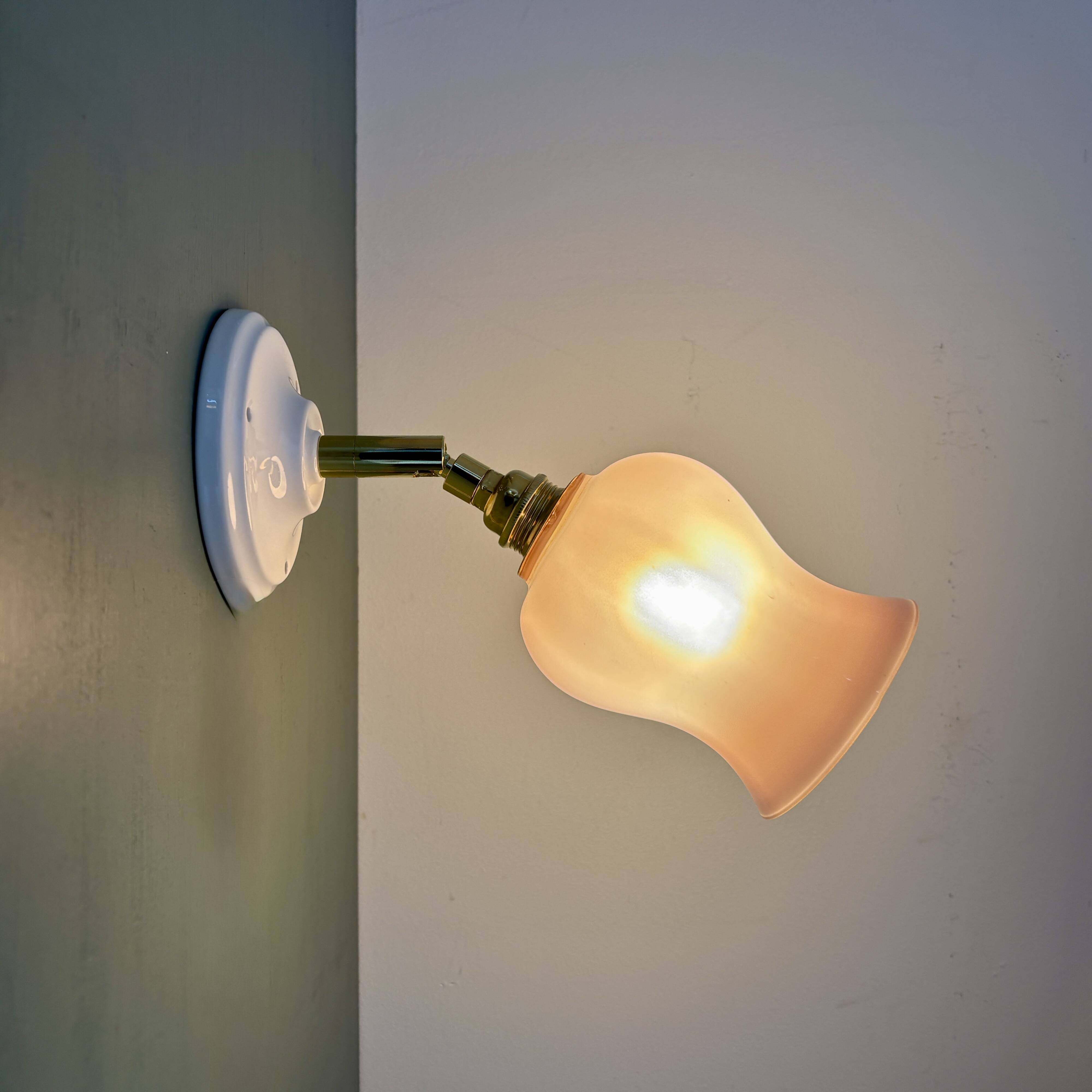 Vintage tulip wall lamp in pink opaline