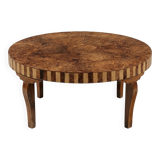 Round coffee table in Elm Burl, Art Deco decorative work - Year 1941