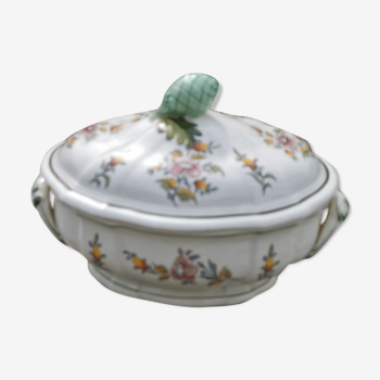 Vegetable, half porcelain of Lunéville, Keller and Guérin, floral decoration.