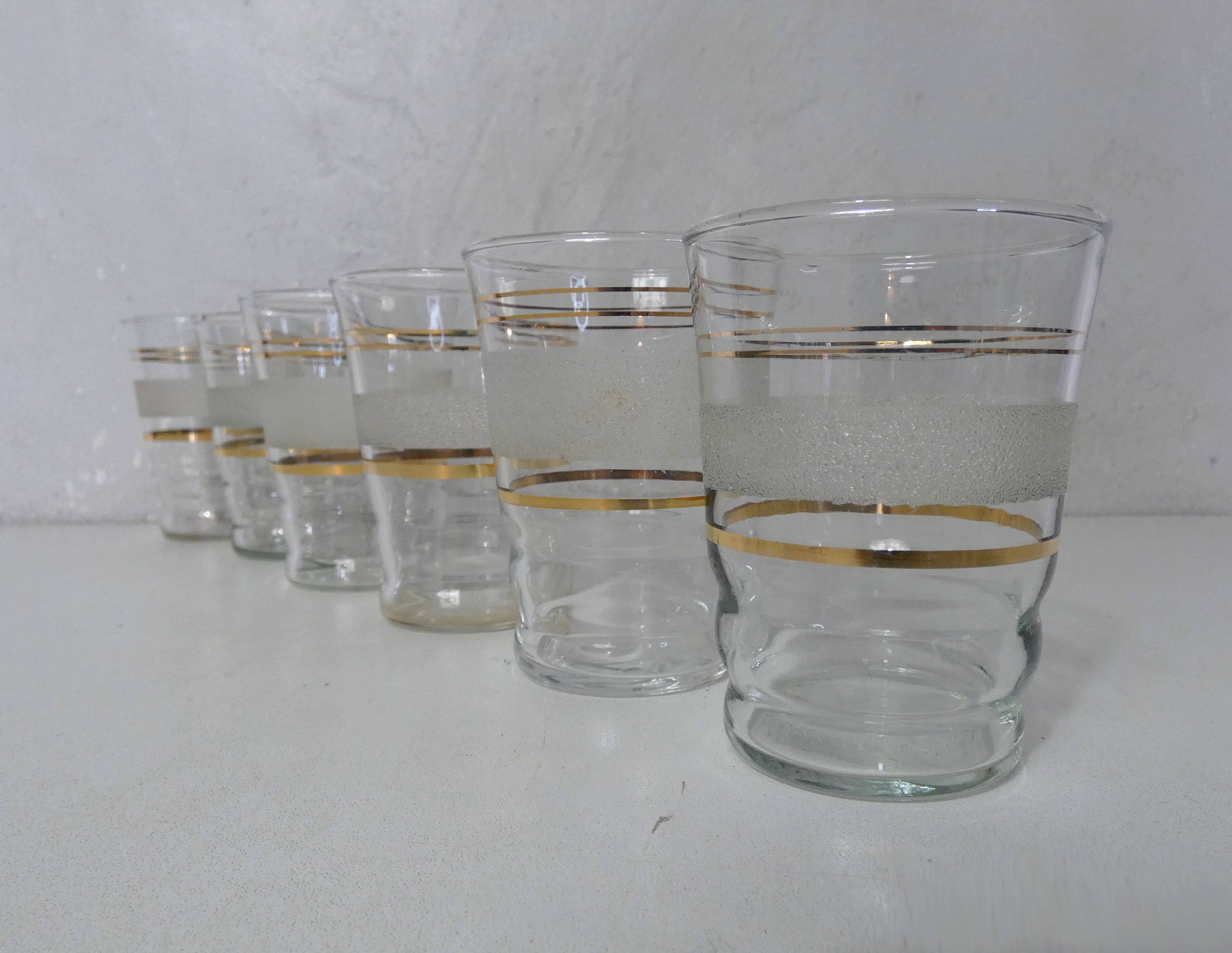 6 white granite blown glasses