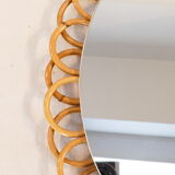 Old vintage oval rattan mirror