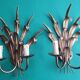 Pair of antique gold wall sconces with wheat ear motif