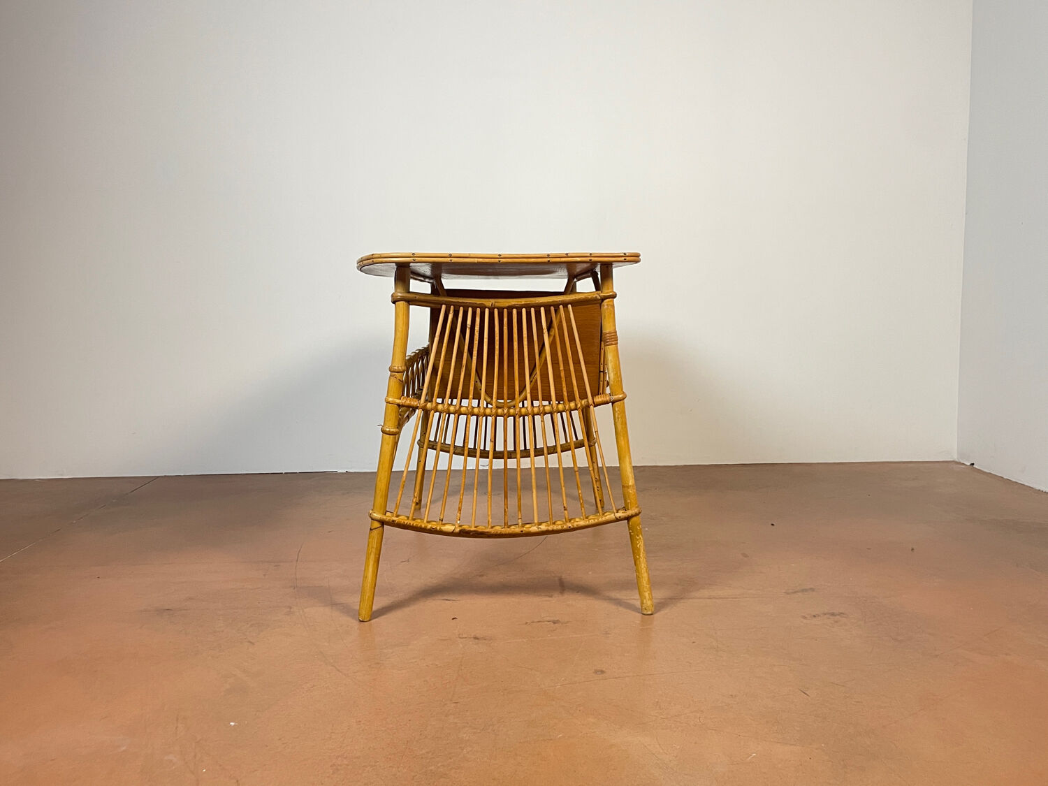 Vintage desk in bamboo and rattan
