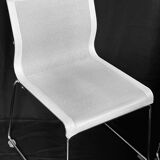 Set of 5 ICF “Stick chair” stackable meeting chairs - sled base - white mesh fabric