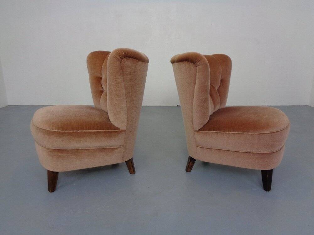 Mohair Club Chairs by Adolf Wrenger, Germany, 1950s, Set of 2