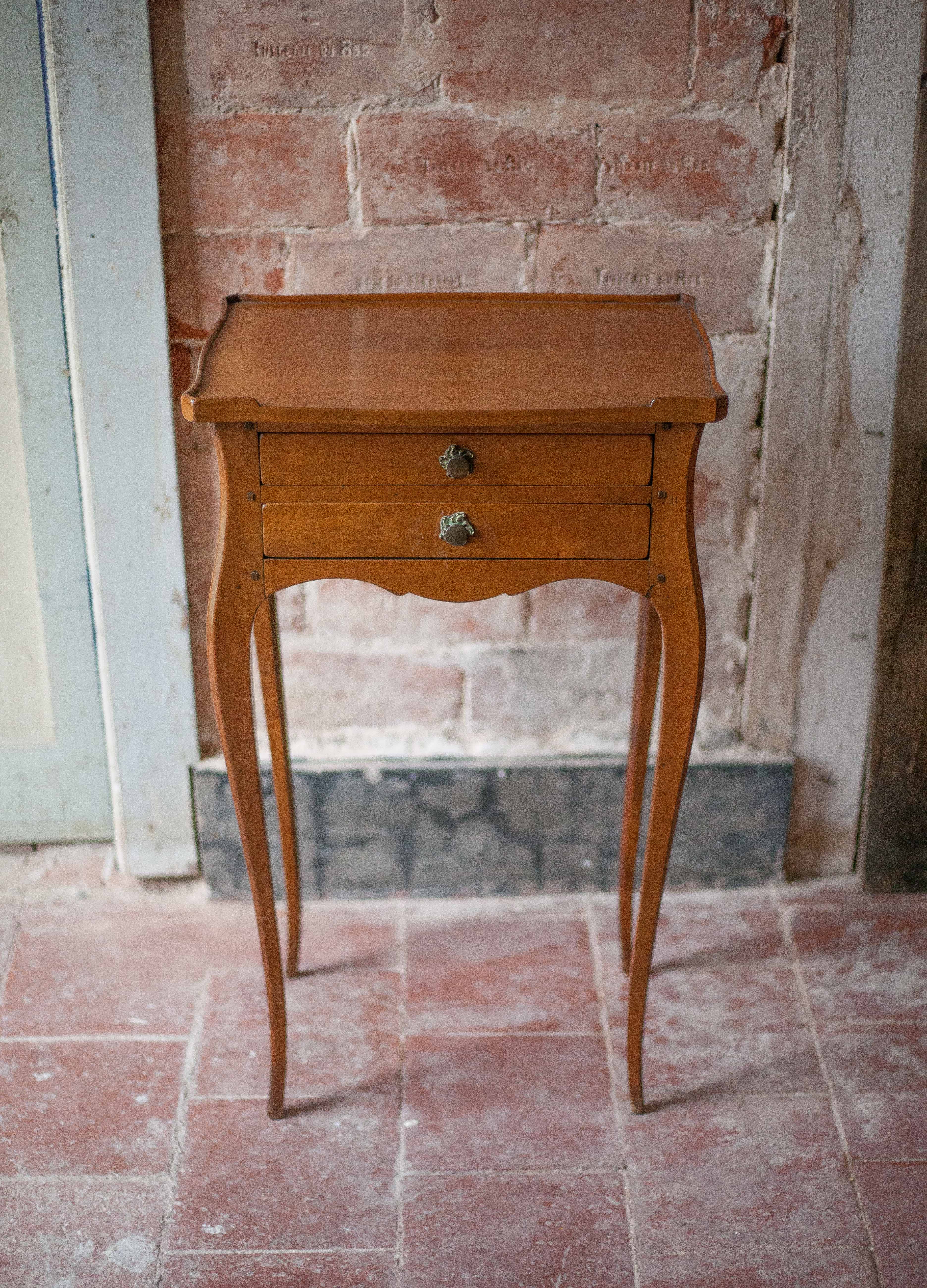 Vintage bedside table, bedside table with 2 drawers, side table, Louis XV.