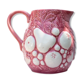 pitcher decanter slurry pink and white fruit decoration