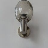 Pair of vintage wall lights, chromed metal and bubbled glass, France, 1960