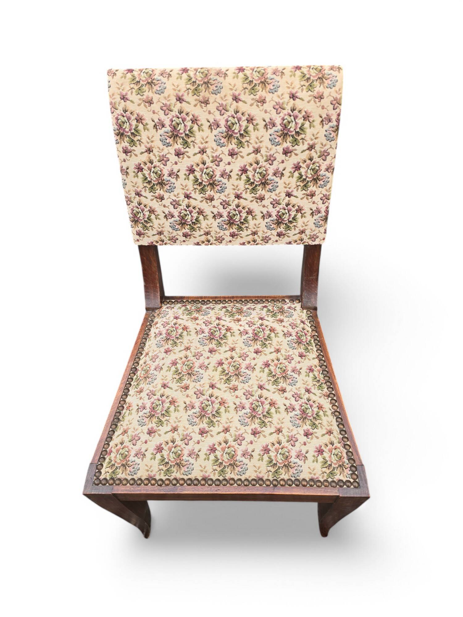 Pair of empire style chairs with floral fabric