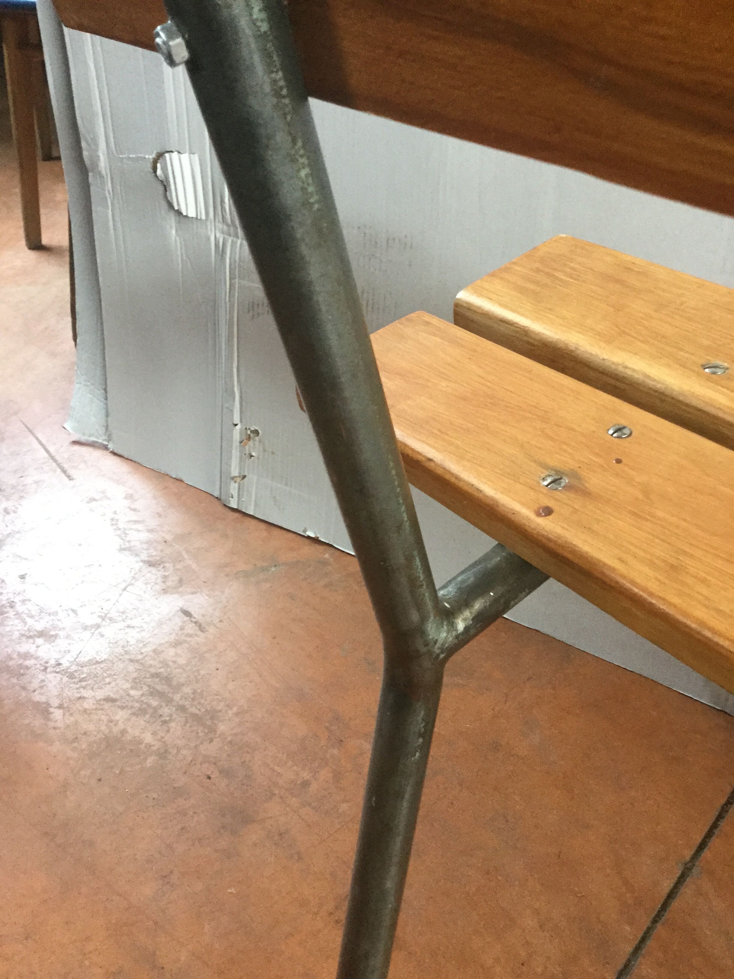 Former school bench with back