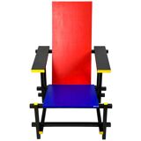 Vintage reproduction of Gerrit Rietveld's Red and Blue Chair. Circa 1960s