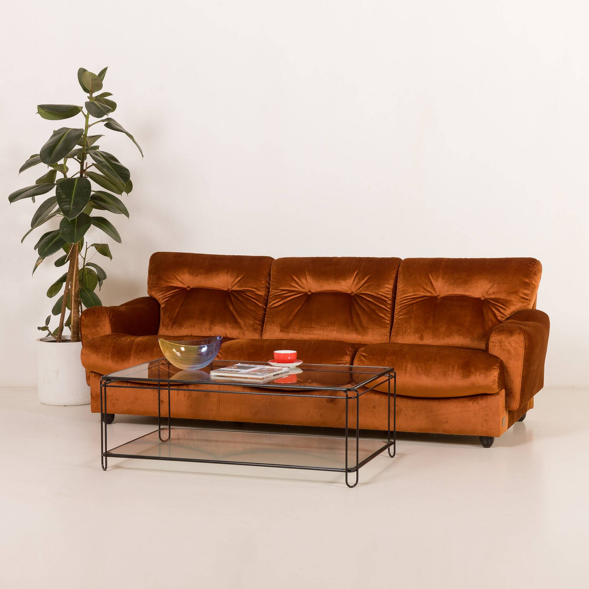 Italian vintage Brusnelli 3 person sofa, 1970s